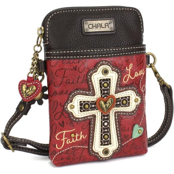 Accessories - Vegan Leather Crossbody Cell Phone Bag with Adjustable Strap for Women